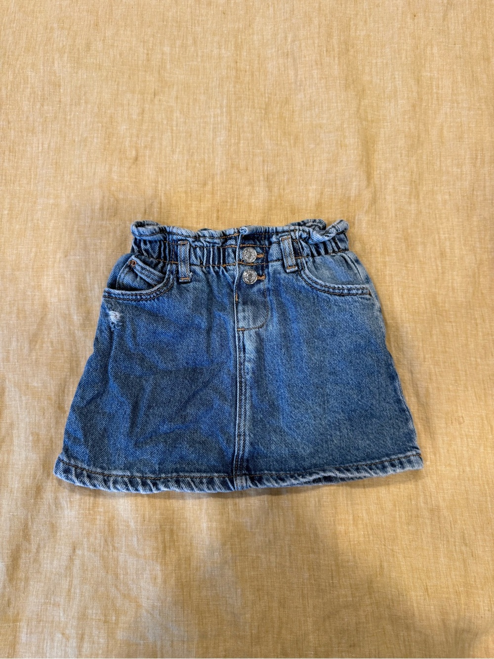 Zara Girls' Medium Blue Denim Paperbag Waist Skirt